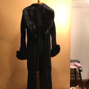 Black Suede and Faux Fur Coat